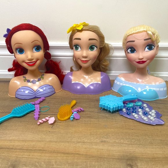 Disney Other - Disney Princess Ariel, Rapunzel, Elsa Styling Head